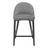 26" Gray And Black Velvet And Solid Wood Low Back Counter Height Bar Chair