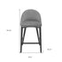 26" Gray And Black Velvet And Solid Wood Low Back Counter Height Bar Chair