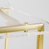 Set of Two 30" Clear And Gold Steel Low Back Bar Height Bar Chairs