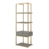 68" Cream Stainless Steel Four Tier Etagere Bookcase with a drawer