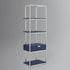 68" Cream Stainless Steel Four Tier Etagere Bookcase with a drawer