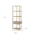 68" Cream Stainless Steel Four Tier Etagere Bookcase with a drawer