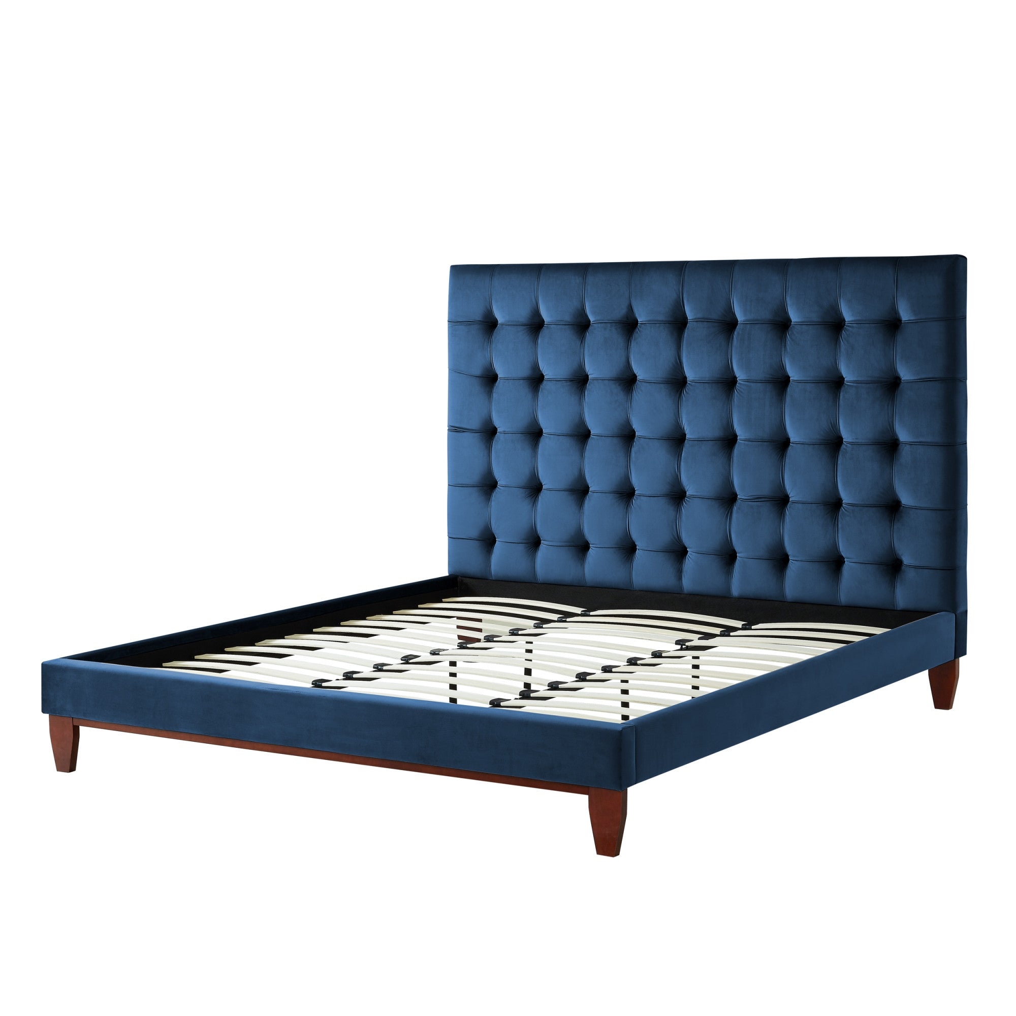 Gray Solid Wood Full Tufted Upholstered Velvet Bed