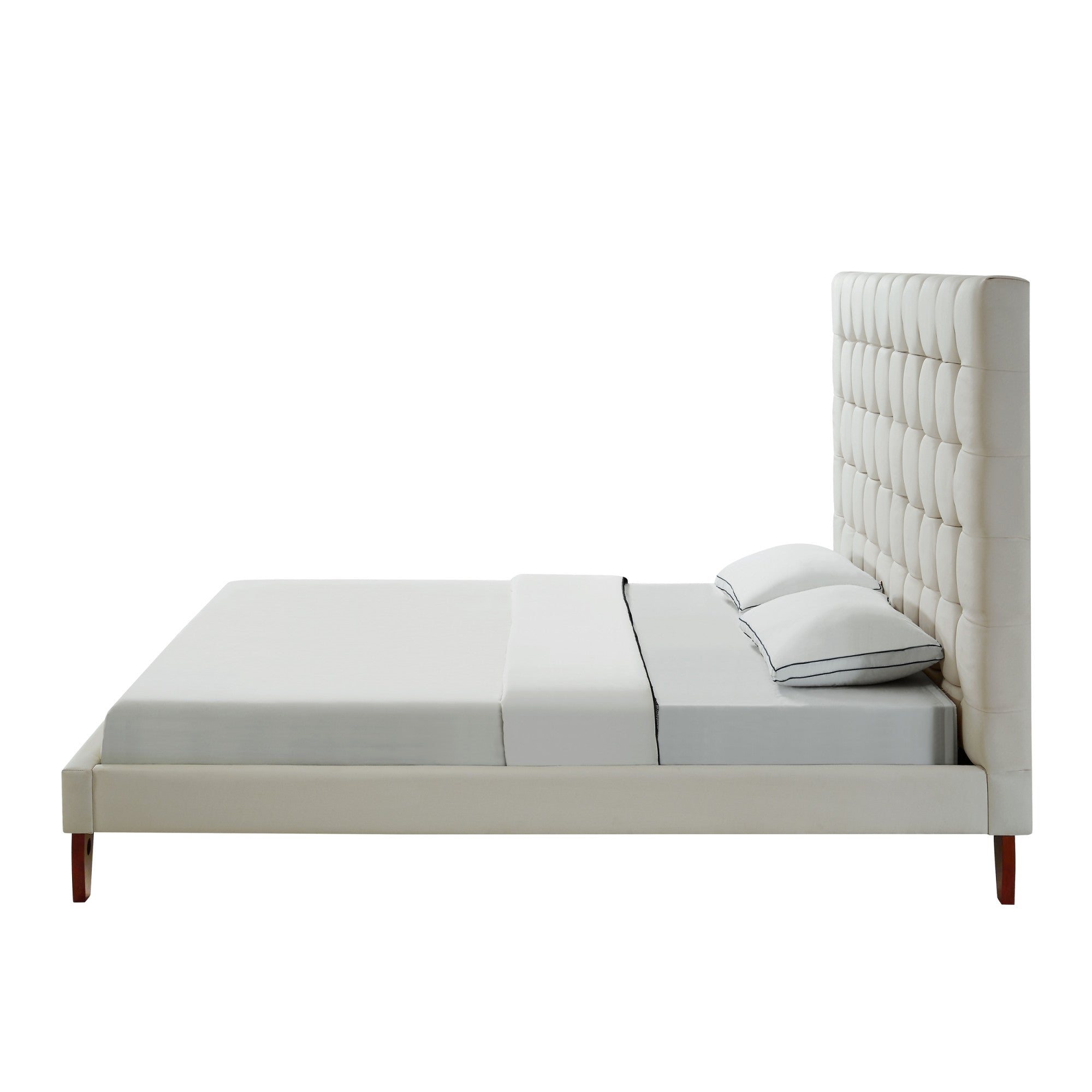 Gray Solid Wood Full Tufted Upholstered Velvet Bed