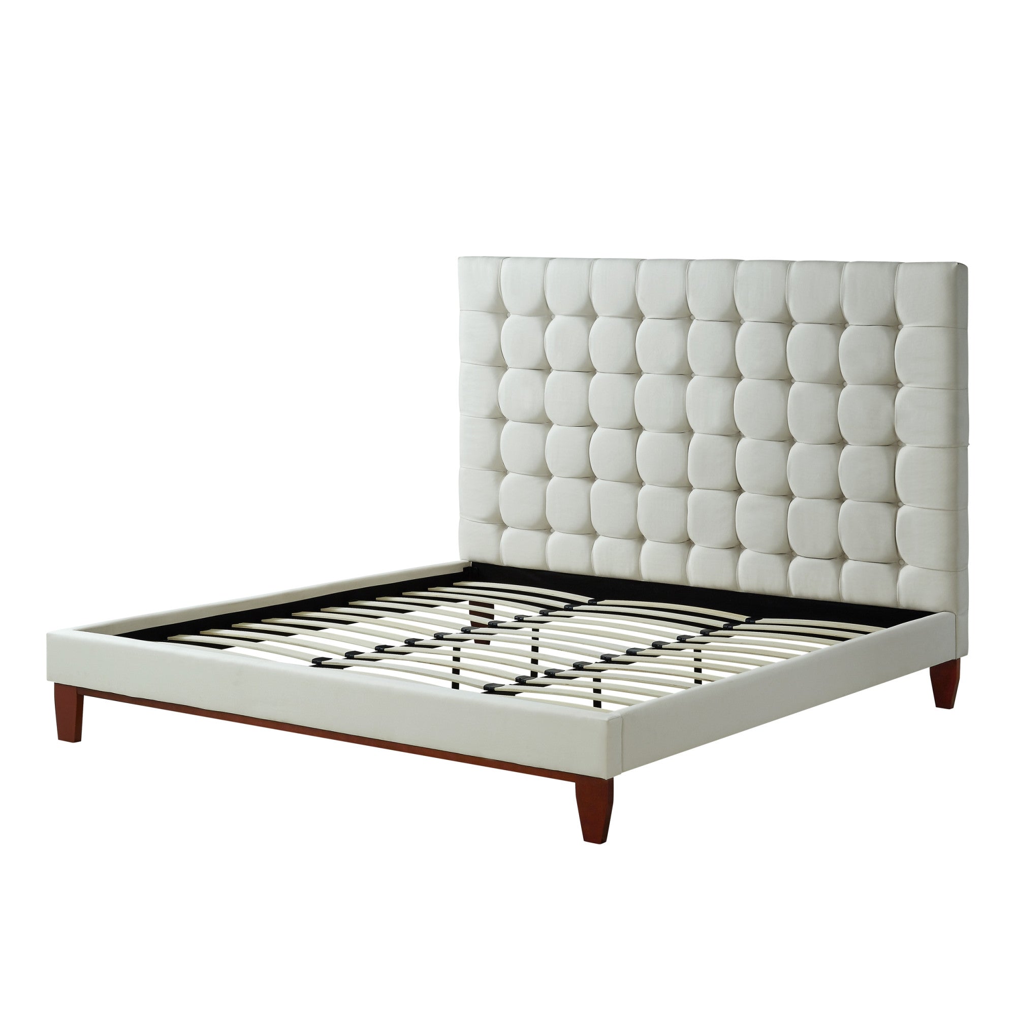 Gray Solid Wood Full Tufted Upholstered Velvet Bed