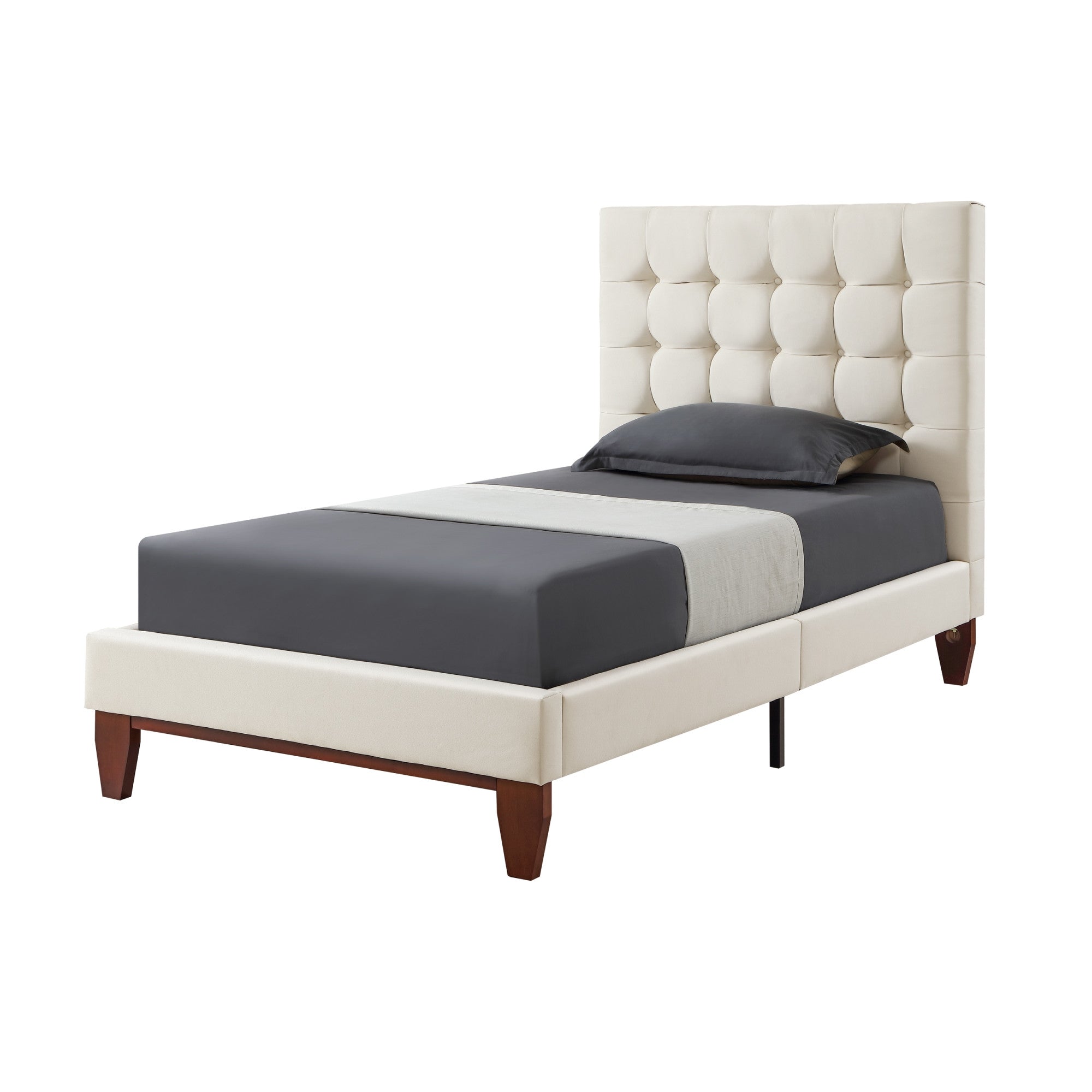 Gray Solid Wood Full Tufted Upholstered Velvet Bed