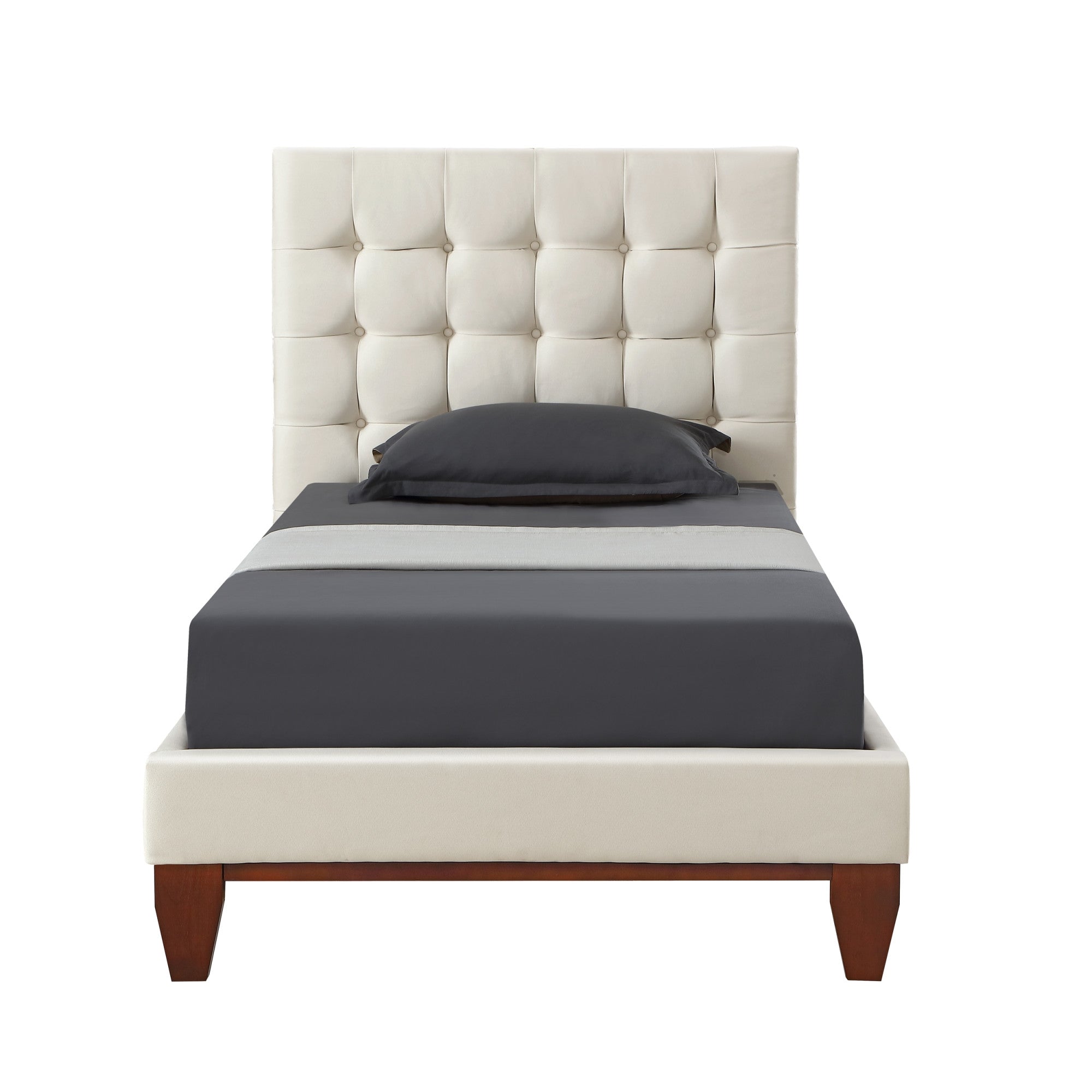 Gray Solid Wood Full Tufted Upholstered Velvet Bed