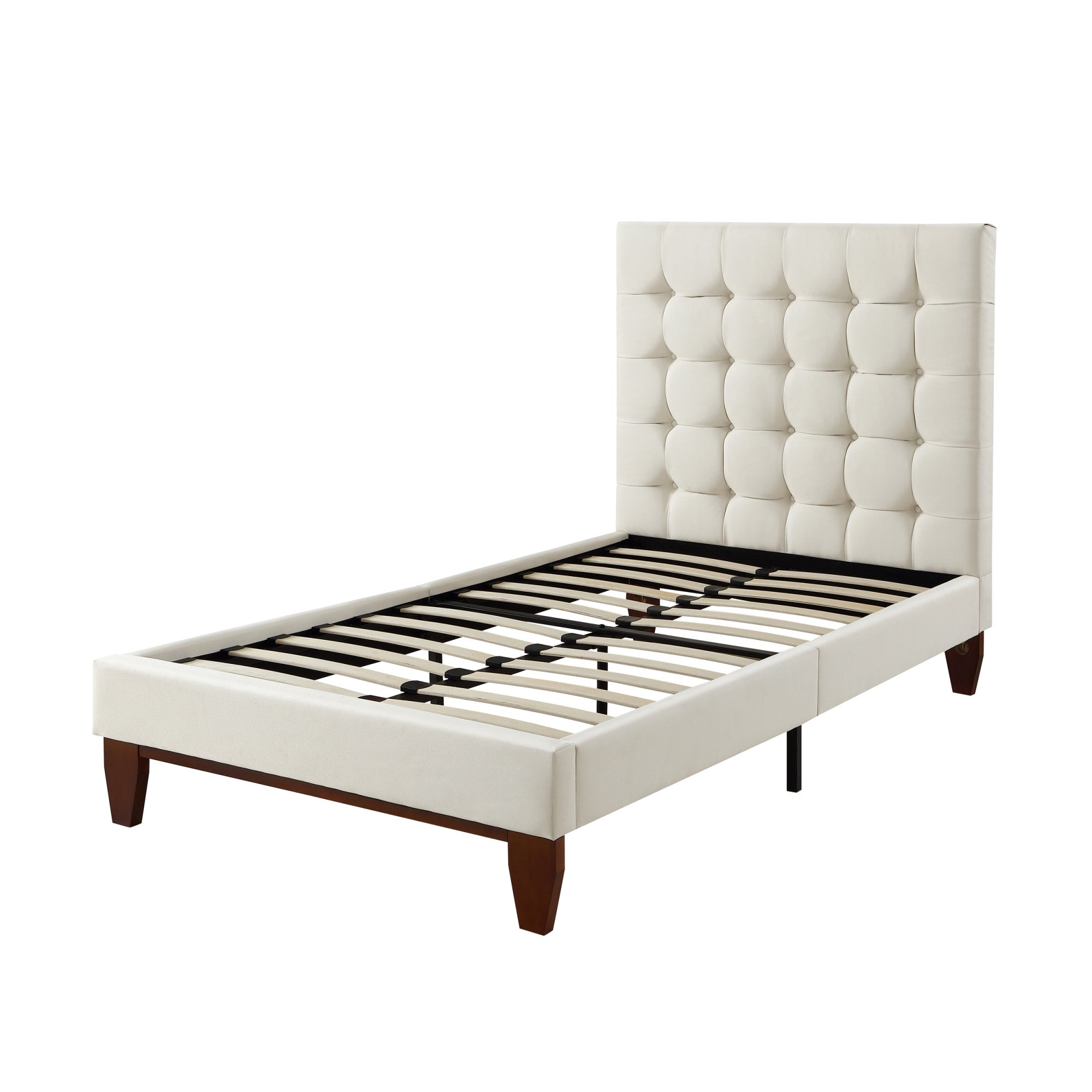 Gray Solid Wood Full Tufted Upholstered Velvet Bed