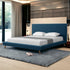 Denim Blue Solid Wood Twin Upholstered Linen Bed