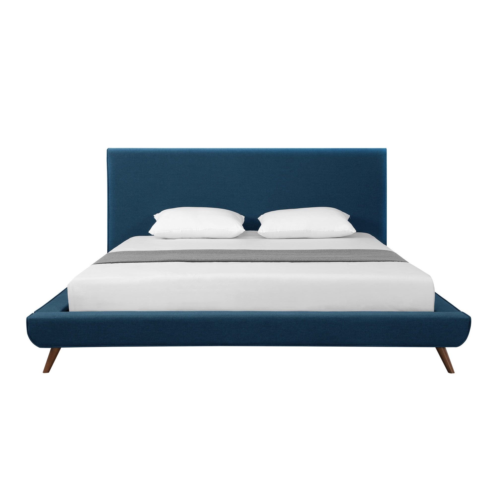 Denim Blue Solid Wood Twin Upholstered Linen Bed