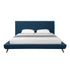 Denim Blue Solid Wood Twin Upholstered Linen Bed