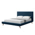 Denim Blue Solid Wood Twin Upholstered Linen Bed