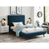 Denim Blue Solid Wood Twin Upholstered Linen Bed