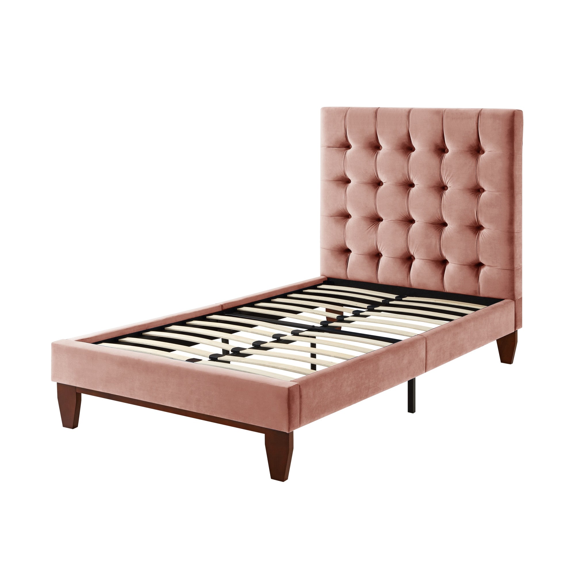 Gray Solid Wood Full Tufted Upholstered Velvet Bed