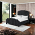 Black Solid Wood King Tufted Upholstered Velvet Bed with Nailhead Trim