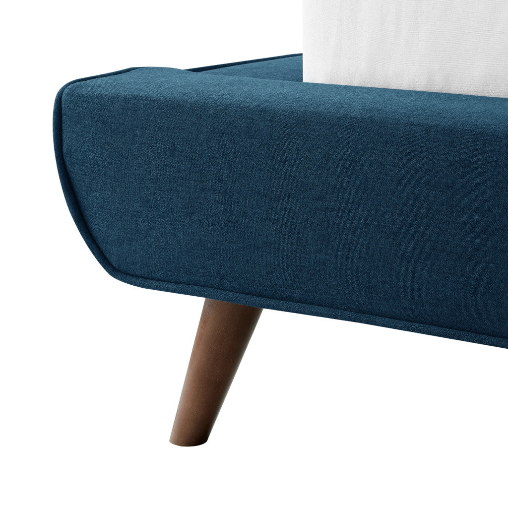 Denim Blue Solid Wood Twin Upholstered Linen Bed