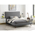 Denim Blue Solid Wood Twin Upholstered Linen Bed