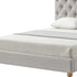 Gray Solid Wood King Tufted Upholstered Linen Bed with Nailhead Trim