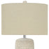 31" Cream Ceramic Geometric Table Lamp With Beige Drum Shade