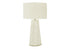 29" White Ceramic Geometric Table Lamp With Ivory Drum Shade