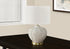 21" Gold and White Urn Table Lamp With Ivory Drum Shade