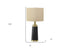 28" Black and Gold Metal Cylinder Table Lamp With Beige Drum Shade