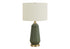 26" Green Ceramic Geometric Table Lamp With Ivory Drum Shade
