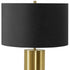 25" Black and Gold Concrete Cylinder Table Lamp With Black Drum Shade