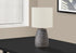 19" Gray Ceramic Round Table Lamp With Ivory Drum Shade