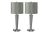 Set of Two 24" Silver Metal Candlestick USB Table Lamps With Gray Drum Shades