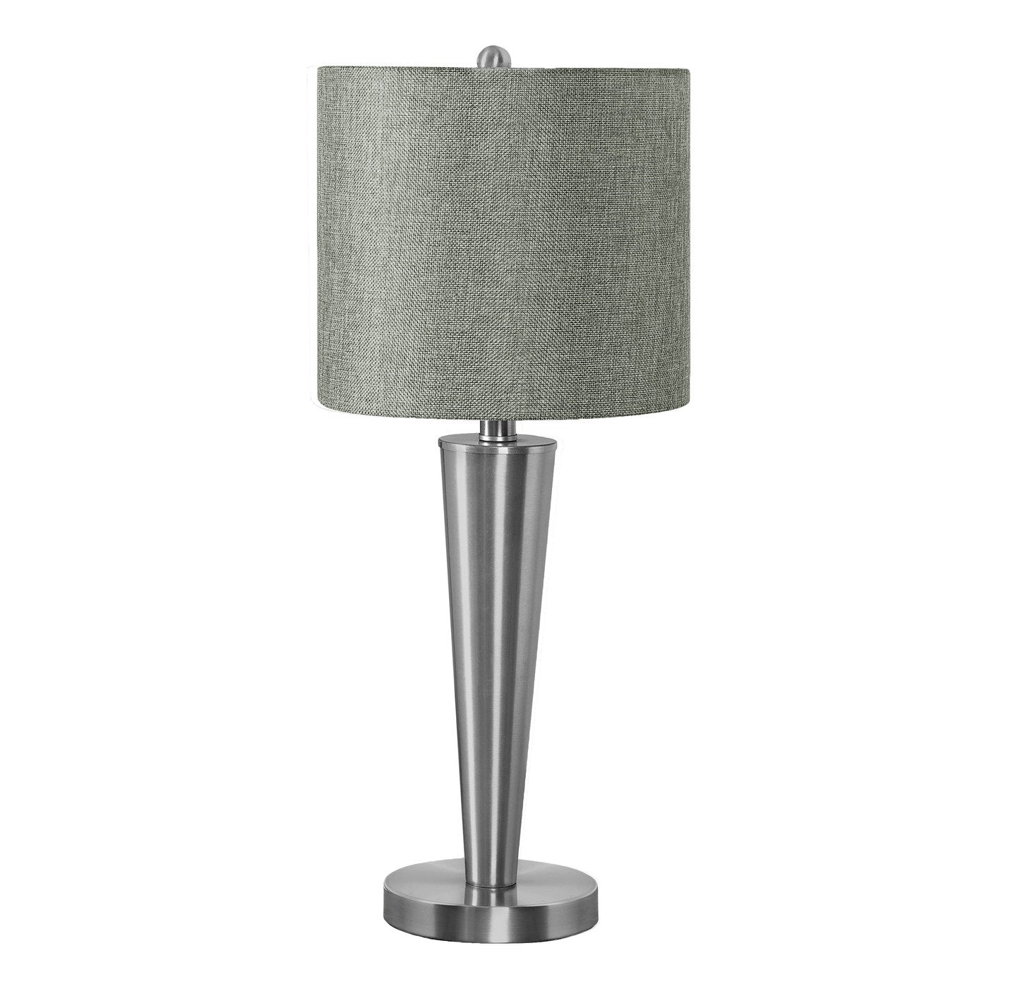 Set of Two 24" Silver Metal Candlestick USB Table Lamps With Gray Drum Shades