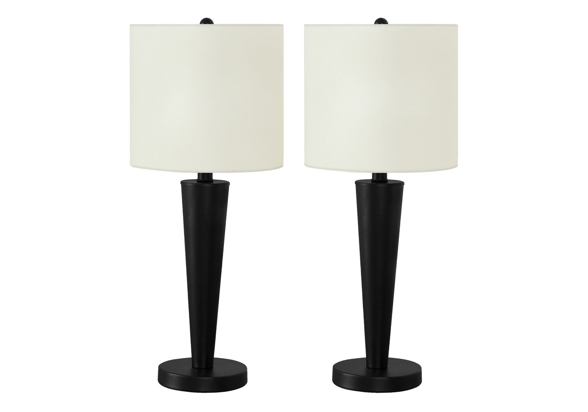 Set of Two 24" Black Metal Candlestick USB Table Lamp With Ivory Drum Shade