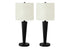 Set of Two 24" Black Metal Candlestick USB Table Lamp With Ivory Drum Shade