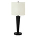 Set of Two 24" Black Metal Candlestick USB Table Lamp With Ivory Drum Shade