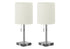 Set of Two 17" Silver Metal Candlestick USB Table Lamp With Ivory Drum Shade