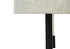 Set of Two 17" Black Metal Candlestick USB Table Lamp With Beige Drum Shade