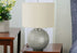 19" Gray Round Table Lamp With Ivory Drum Shade