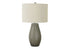 24" Gray Round Table Lamp With Ivory Drum Shade