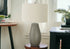 24" Gray Round Table Lamp With Ivory Drum Shade