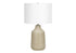 24" Beige Concrete Urn Table Lamp With Ivory Drum Shade