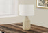 24" Beige Concrete Urn Table Lamp With Ivory Drum Shade