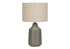 24" Gray Concrete Urn Table Lamp With Beige Drum Shade