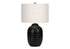 26" Black Ceramic Urn Table Lamp With Ivory Drum Shade