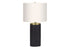 24" Black and Gold Concrete Cylinder Table Lamp With Ivory Drum Shade