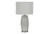 25" Gray and Silver Ceramic Cylinder Table Lamp With Gray Drum Shade