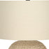 25" Beige Rattan Round Table Lamp With Beige Drum Shade