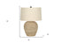 25" Beige Rattan Round Table Lamp With Beige Drum Shade