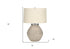 25" Cream Concrete Round Table Lamp With Beige Drum Shade