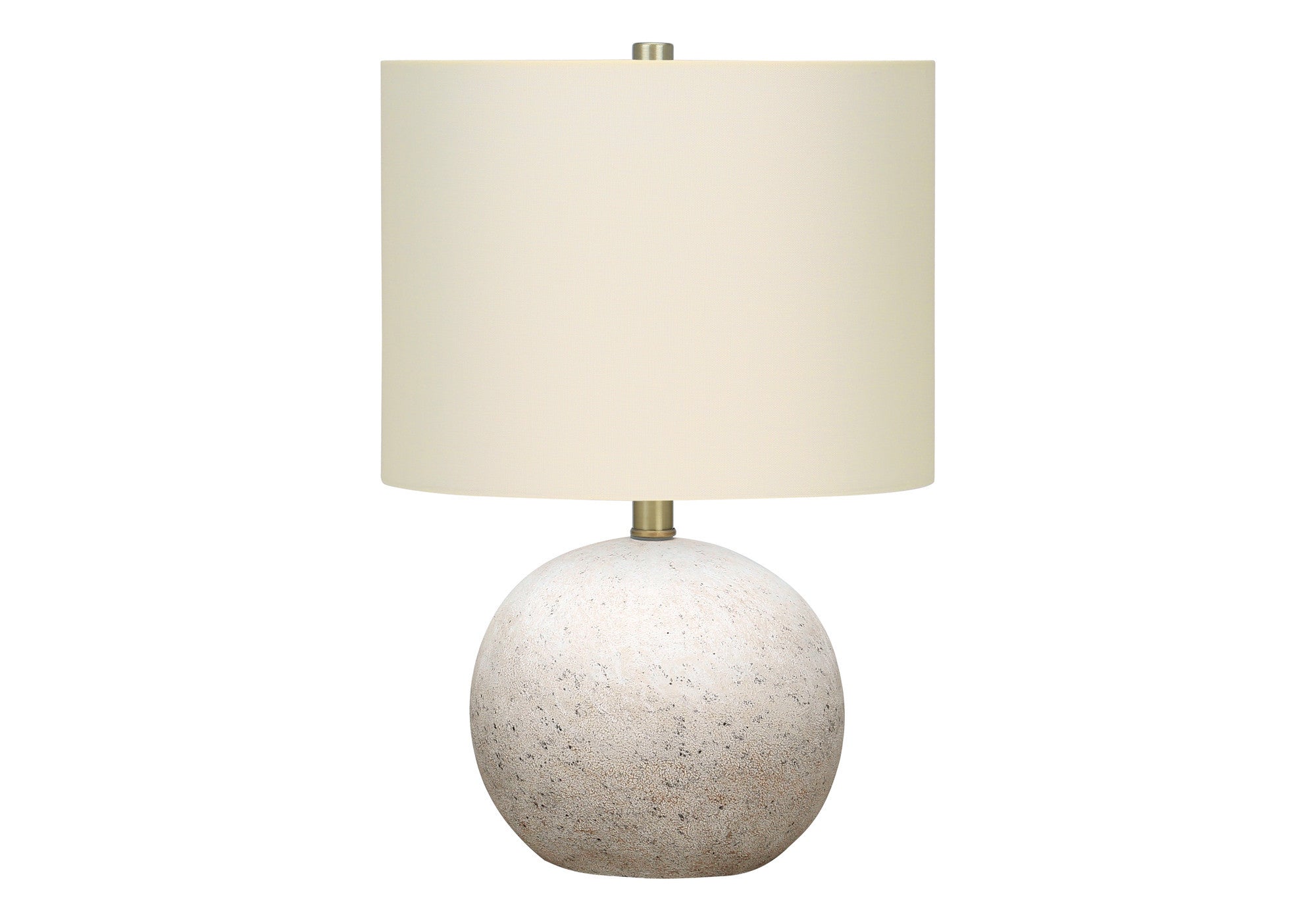 20" Gray Concrete Round Table Lamp With Ivory Drum Shade