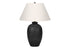 24" Black Ceramic Round Table Lamp With Ivory Empire Shade